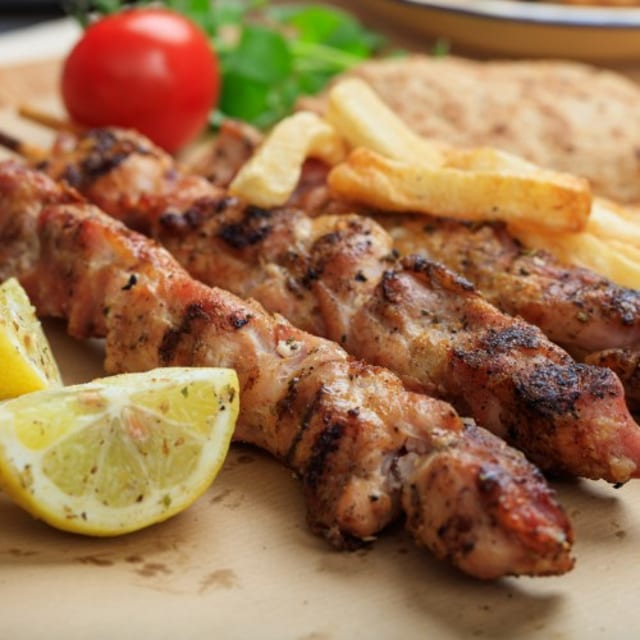Single Chicken Skewer (Side).
