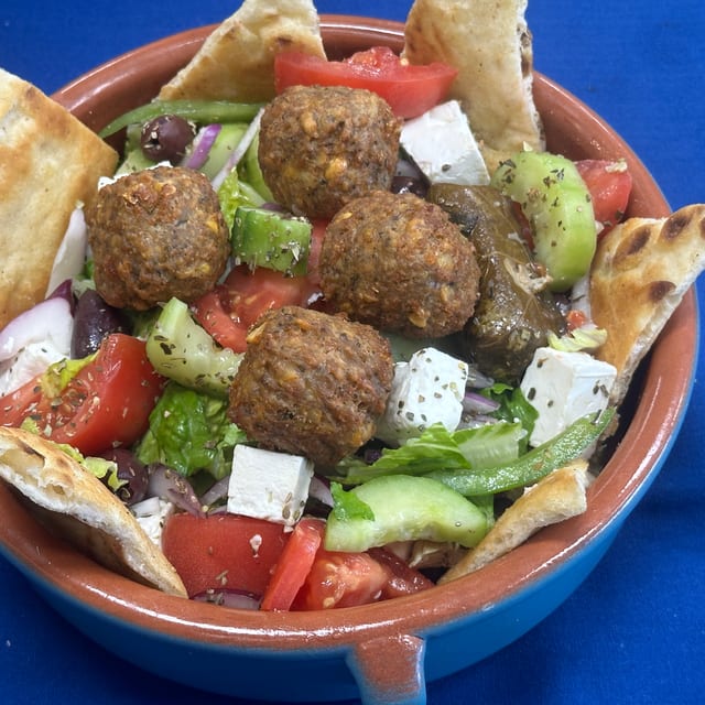 Greek Salad With Falafel.